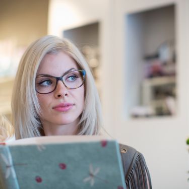 woman wearing contemporary frames